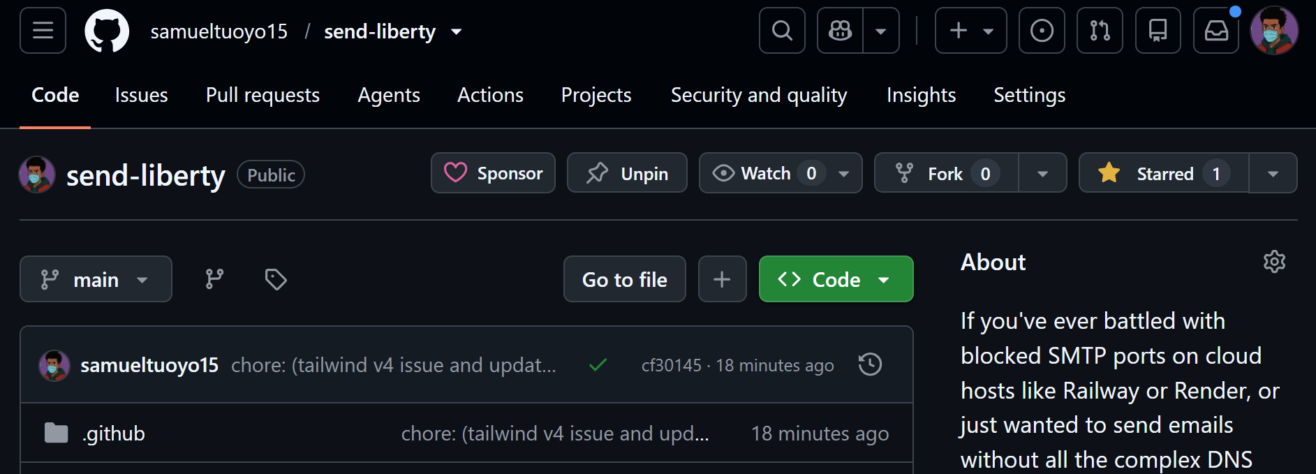 GitHub repository showing the active Sponsor button and modal